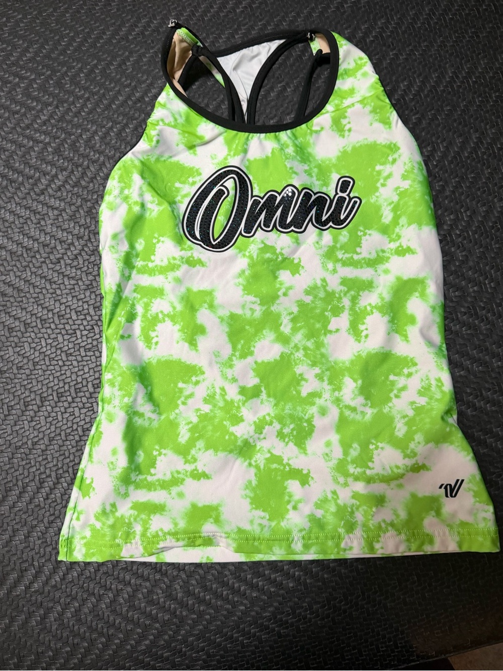Varsity Neon Green and White Tie-Dye Tank Top